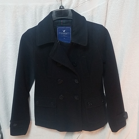American Eagle Outfitters Jackets & Blazers - American Eagle Black Wool Pea Coat Jacket AEJack02